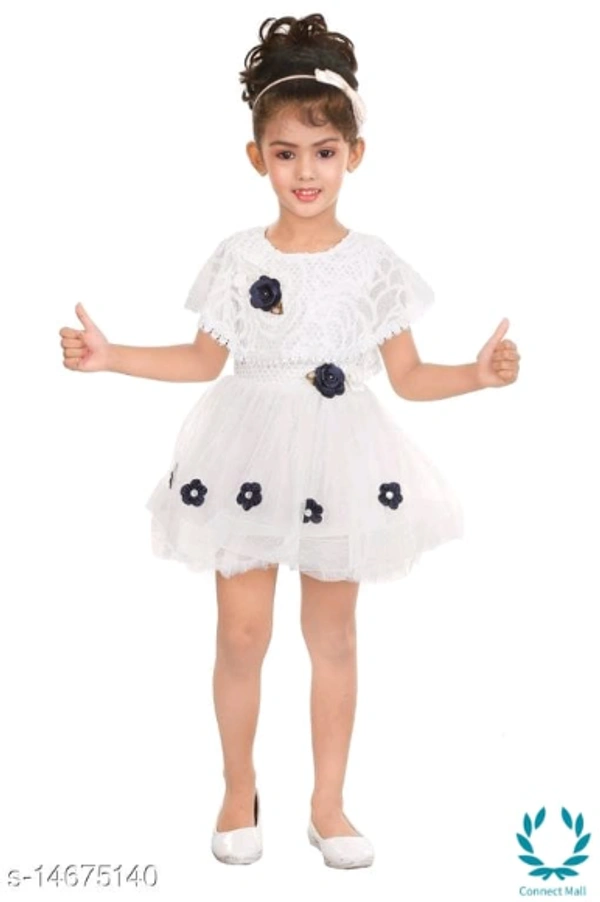 Princess Stylus Girls Frocks & Dresses - 1 Years, White, Cotton Blend, Frock, Pack Of:1